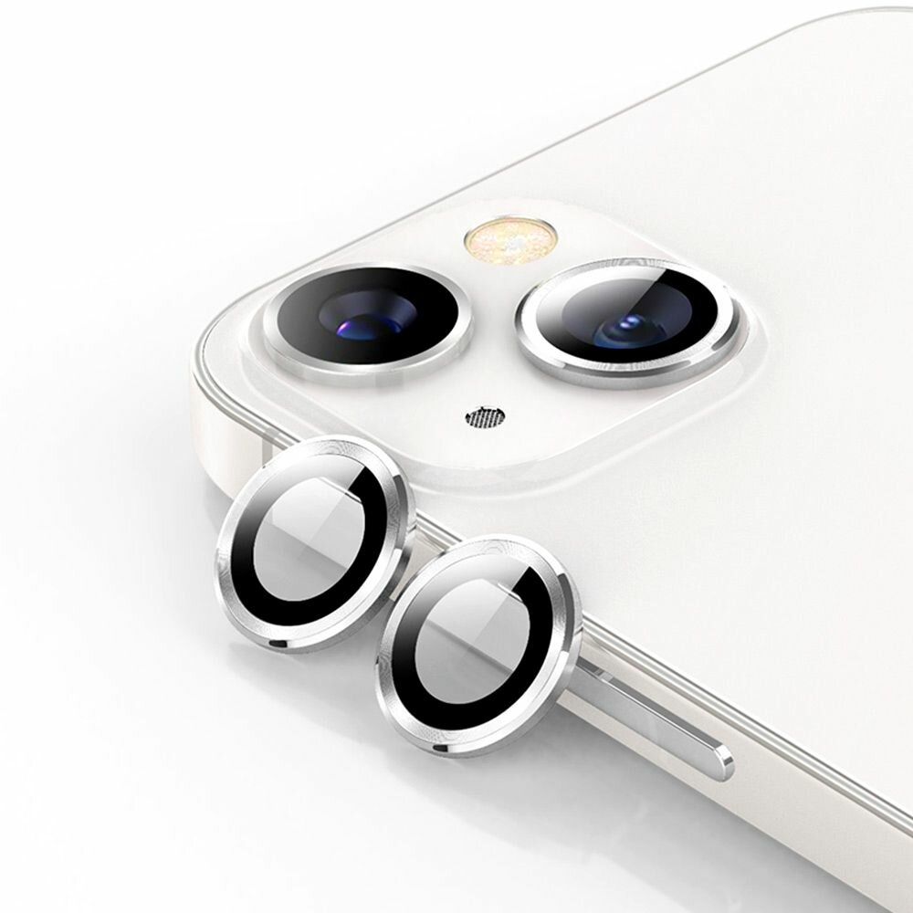 Защитные стекла (линзы) серебро для камеры iPhone 14 / 14 Plus и iPhone 15 / 15 Plus