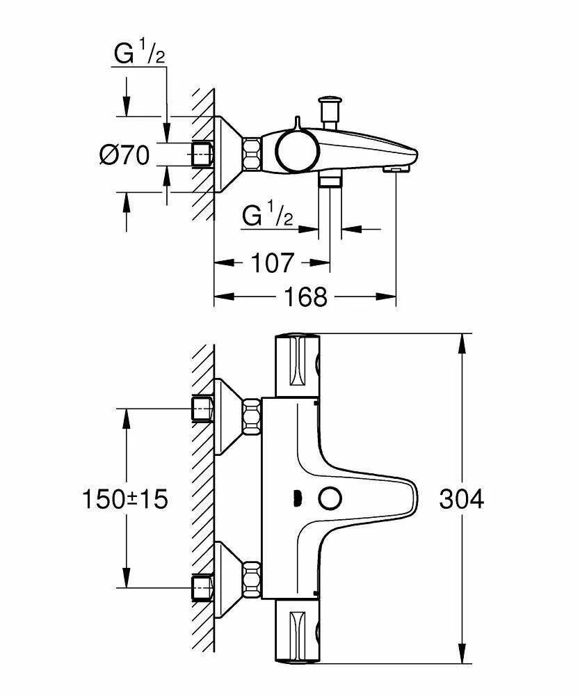 Термостатический смеситель для ванны GROHE Grohtherm 800 хром (34567000)