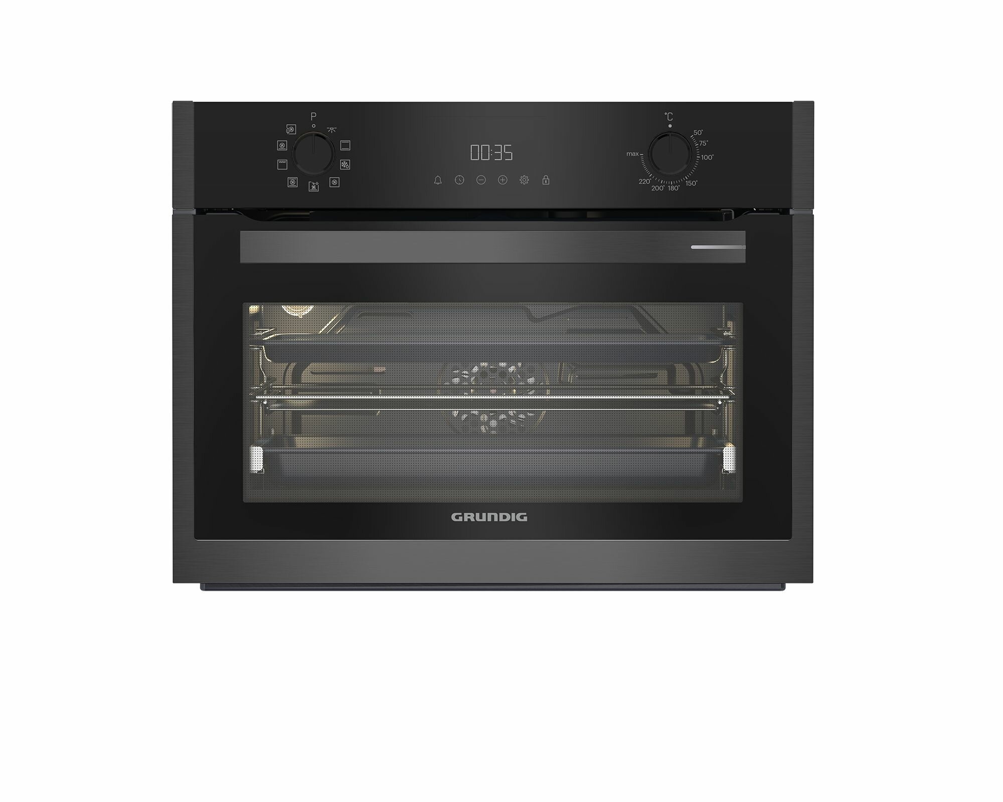 Электрический духовой шкаф Grundig GEKM19300DX 48 л 8 режимов черно-серый