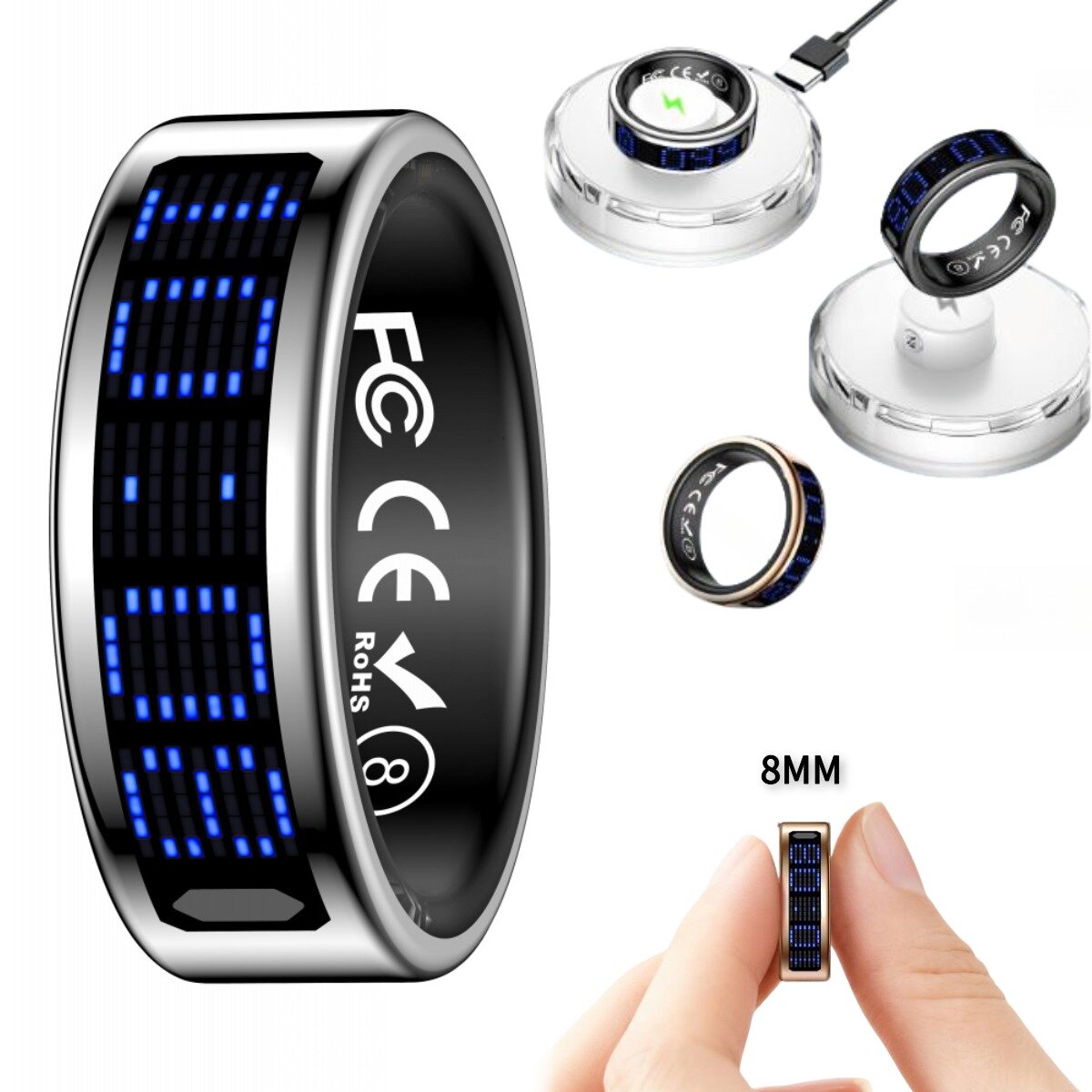 Умное кольцо JITE, фитнес-функции, дисплей, с зарядной станцией