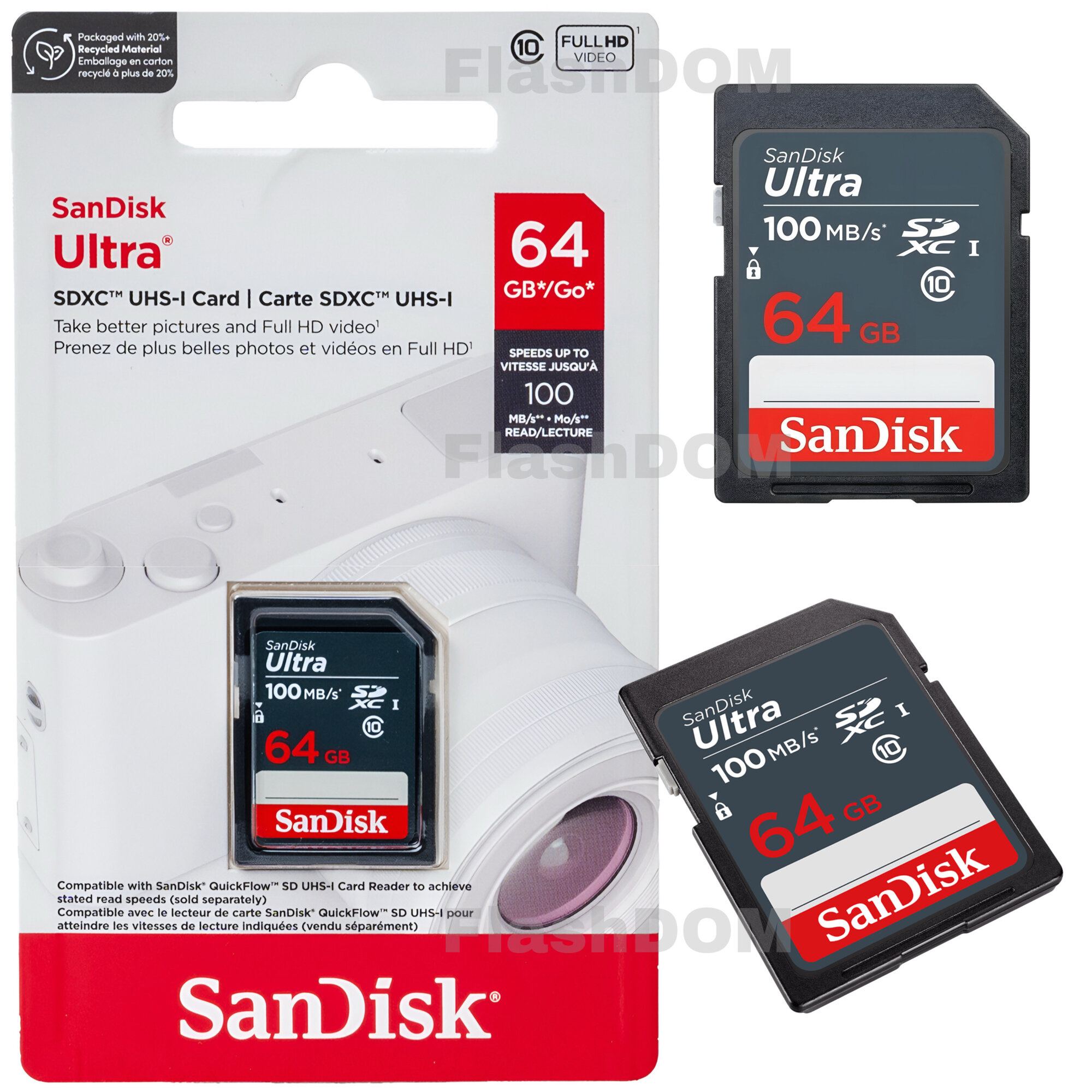 Карта памяти SanDisk SDHC 64 ГБ Ultra Class 10 UHS-I U1 (100 Mb/s)