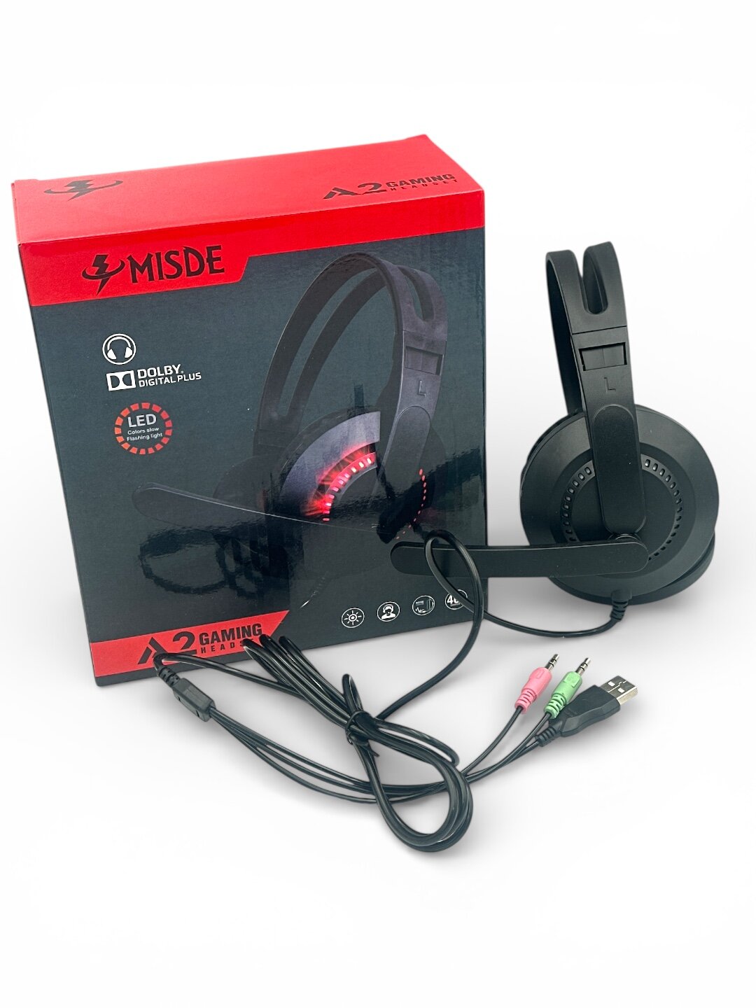 Игровые наушники, с микрофоном, проводные, для компьютера, с RGB-подсветкой