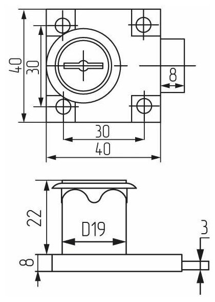 Замок lock 138 CR прямоугольный хром d19x22 - фотография № 4