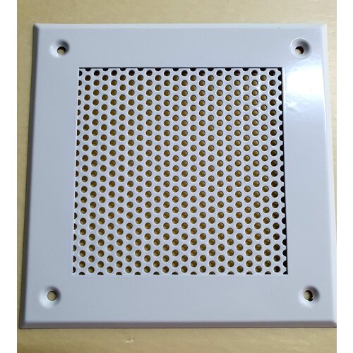 Вентиляционная решетка металлическая 210х210мм, тип перфорации кружок (Rv 3-5), цвет белый RAL 9016