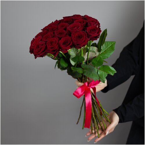 Красные розы букет, 15 штук "Ред Наоми" цветы 51 см Россия(большой бутон)