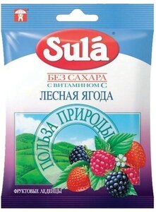 Карамель леденцовая SULA (Зула) "Лесные ягоды", без сахара с витамином С, 60 г, 86639