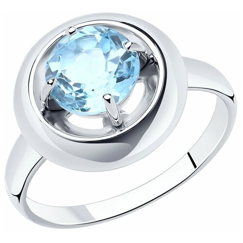 Кольцо Diamant, серебро, 925 проба, родирование, топаз, размер 19, белый