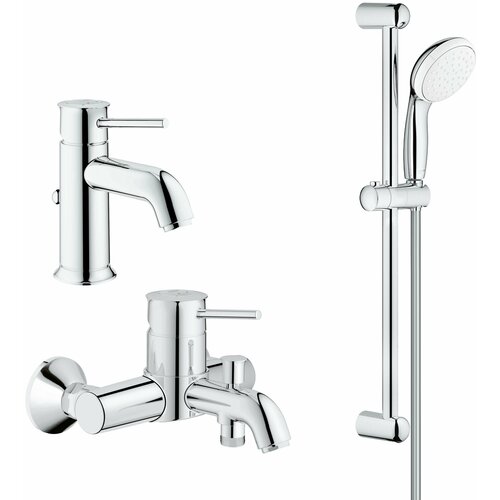 Комплект смесителей для ванны Grohe Bau Classic с донным клапаном, хром