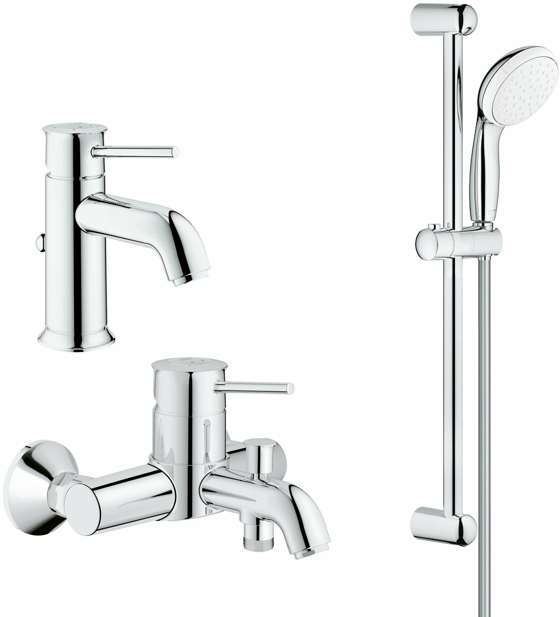 Комплект смесителей для ванны Grohe Bau Classic с донным клапаном, хром