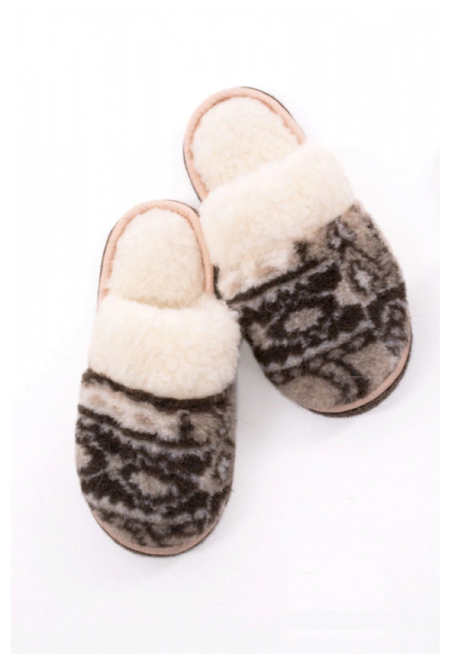 Тапочки Wool Lamb, размер 42-43, коричневый, белый