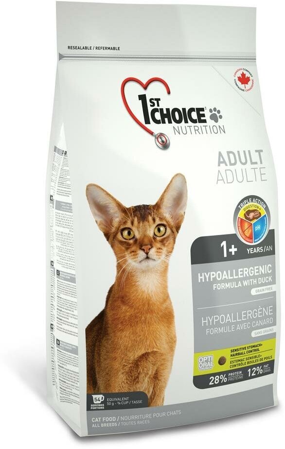 Сухой корм для кошек 1st Choice Adult, гипоаллергенный, с уткой 3 шт. х 350 г - фотография № 3
