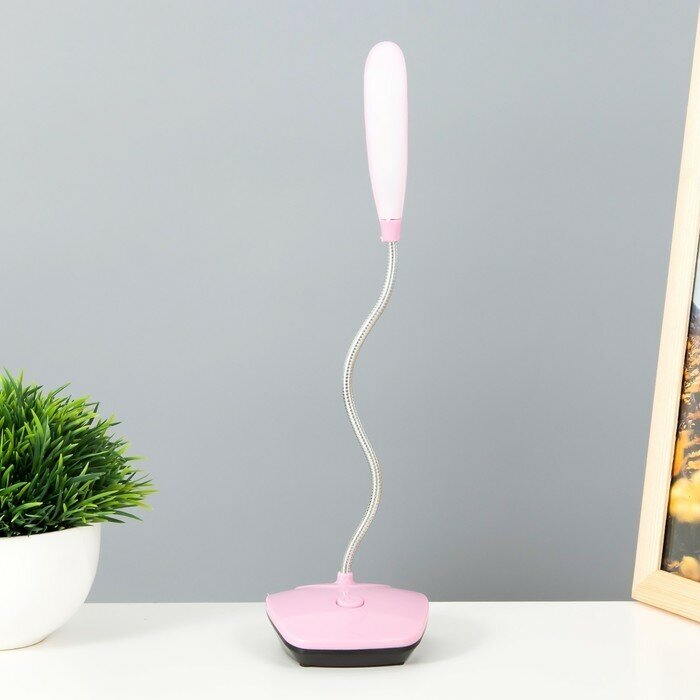 Настольная лампа "Рендо" LED 2Вт от батареек 3хААА розовый 11,5х11,5х38,5 см - фотография № 2