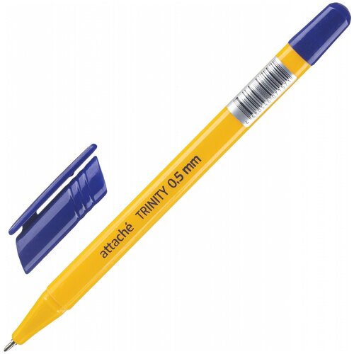 Ручка шариковая Attache Economy Trinity неавт. оранж. корпус. синяя. 0.5мм