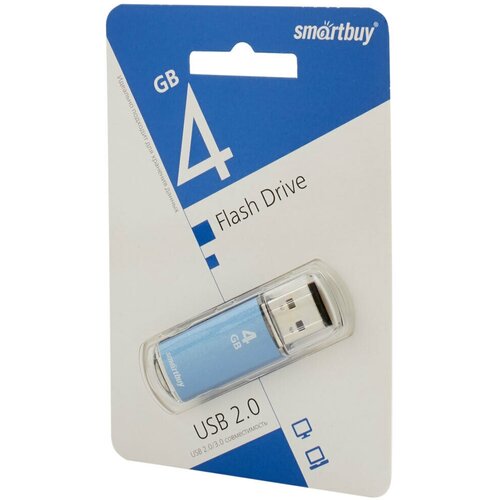 USB накопитель 4 GB Smart Buy V-Cut Blue память flash usb 32 gb smart buy v cut black