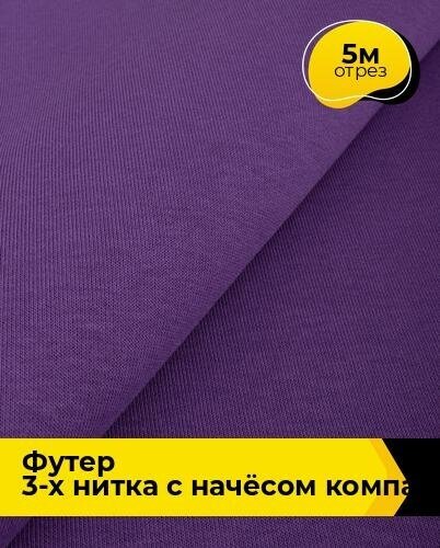 Ткань для шитья и рукоделия Футер 3-х нитка с начёсом Компакт Пенье 5 м * 180 см, фиолетовый 030