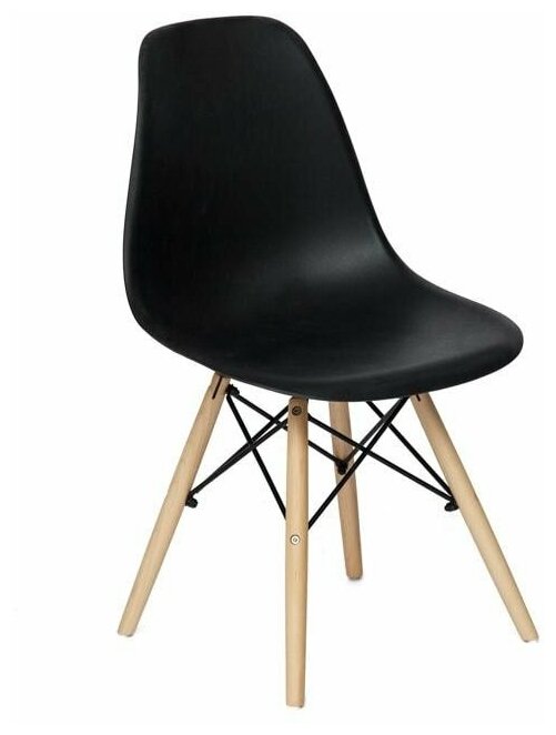 Стул TetChair CINDY (EAMES) (mod. 001) / 1шт в упак. (дерево береза/металл/сиденье пластик, 51x46x82.5см, черный/black