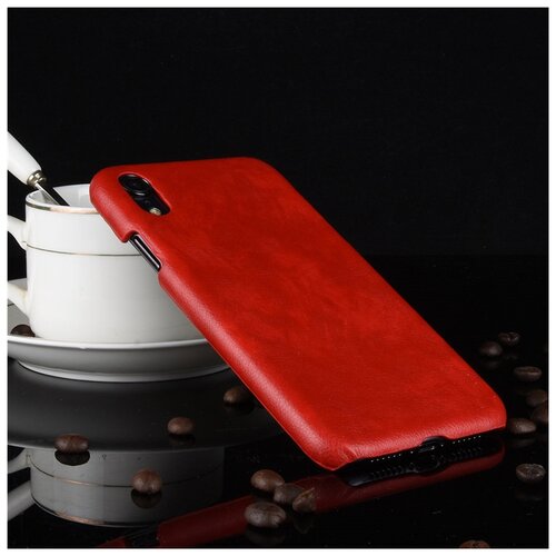 фото Чехол задняя накладка для iphone xr с текстурой кожи красный 100gadgets
