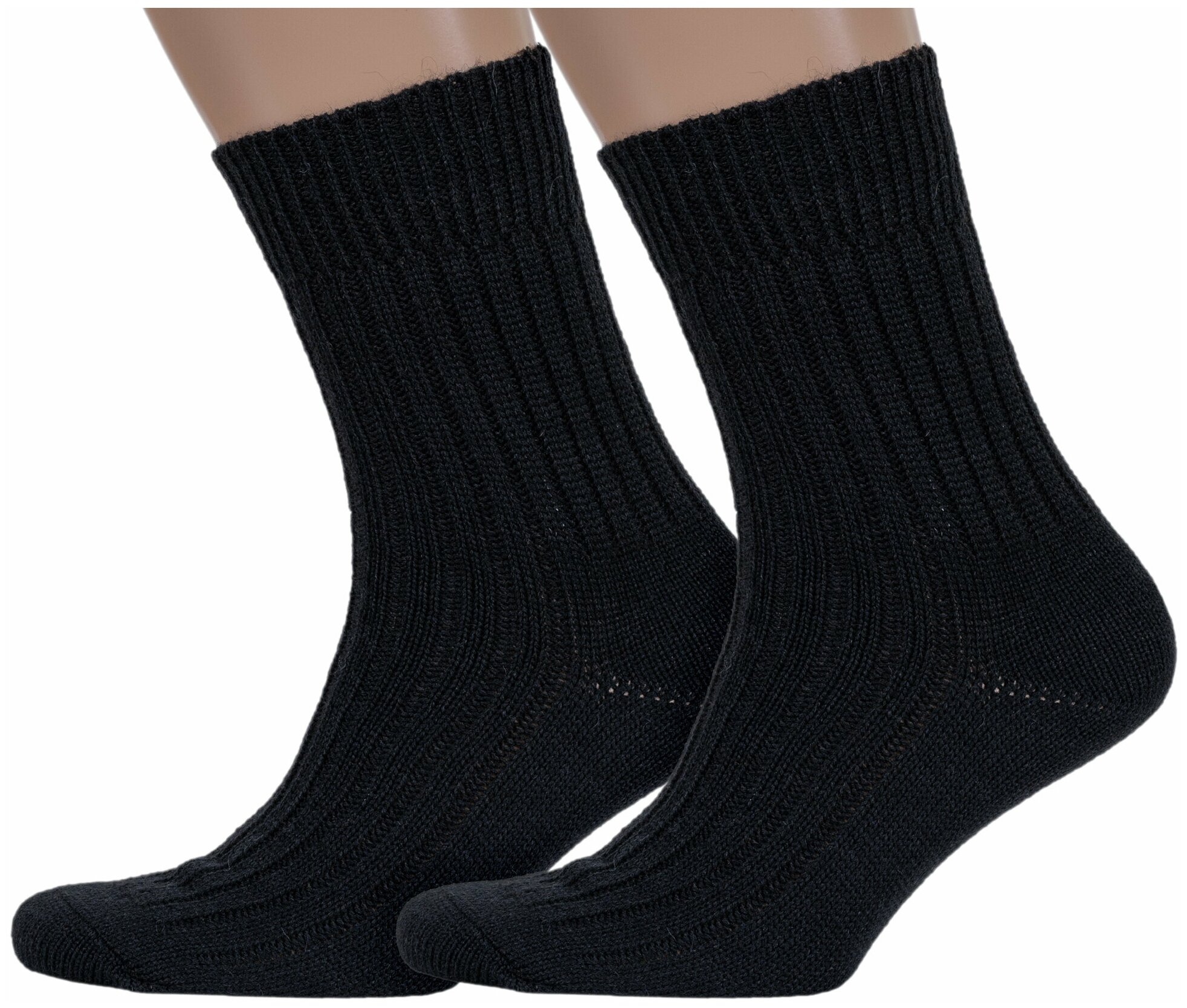 Комплект из 2 пар мужских полушерстяных носков Брестские (БЧК) рис. 012 черные
