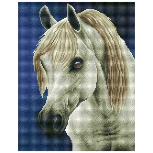 Купить Алмазная мозаика Белая лошадь (На подрамнике), ТМ Цветной 40x50 см.