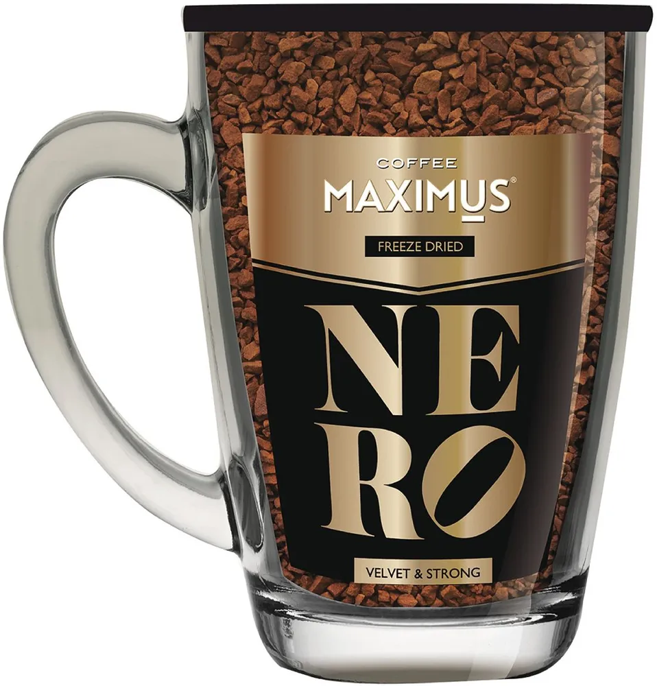 Кофе сублимированный Maximus /Максимус в стеклянной кружке "NERO", 70 г