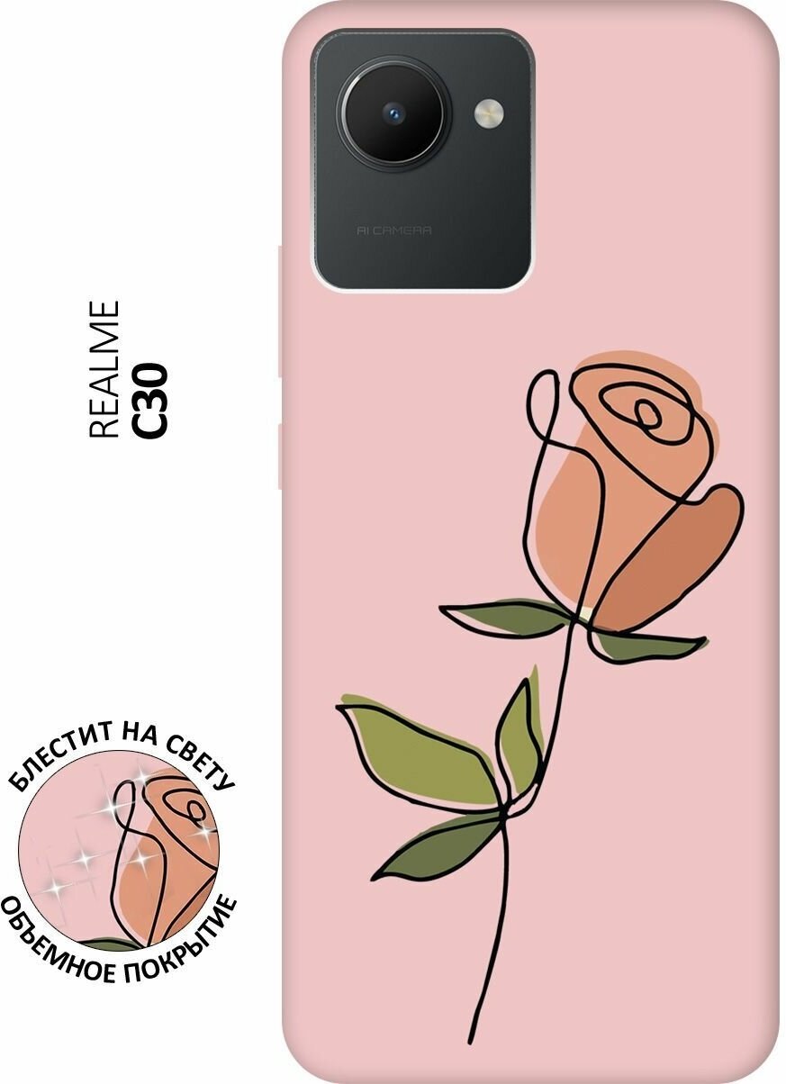 Силиконовый чехол на realme C30, Рилми С30 Silky Touch Premium с принтом "Rose" розовый