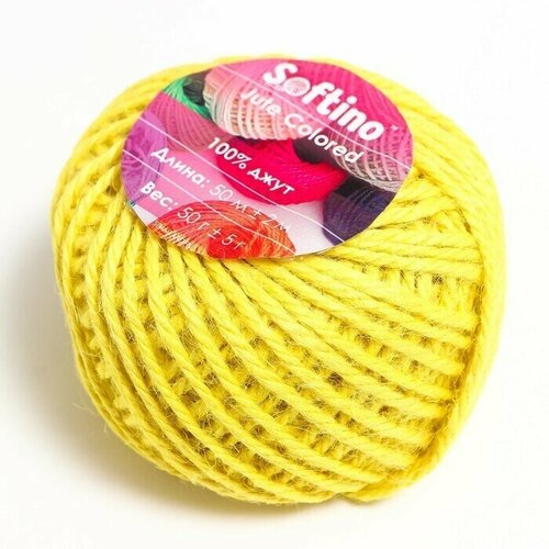 Пряжа 100 джут Jute Colored 50м 2м светло-жёлтый 50 гр 750₽