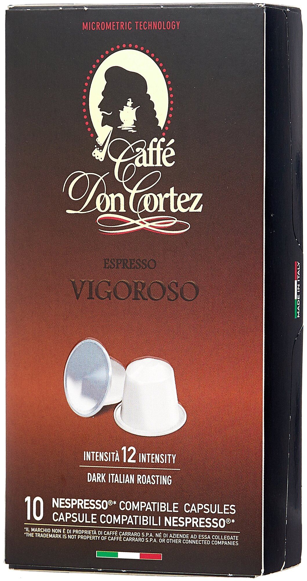 Кофе капсульный Carraro Don Cortez Vigoroso упаковка10капс. Nespresso