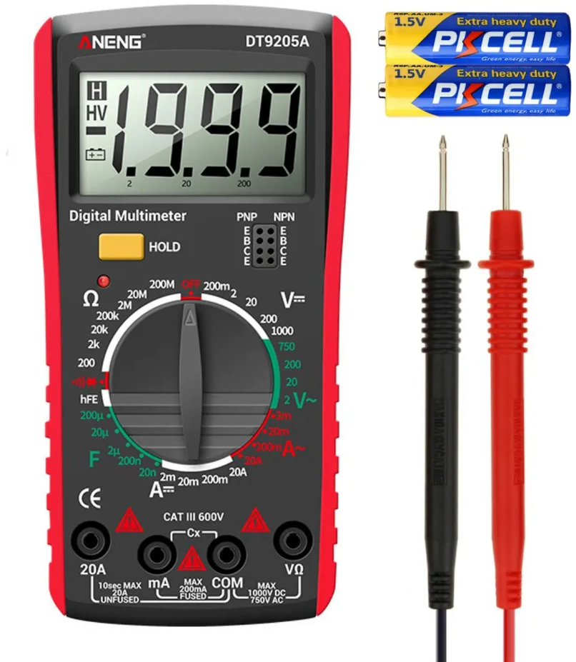 Мультиметр цифровой ANENG DT9205A, высокоточный цифровой тестер