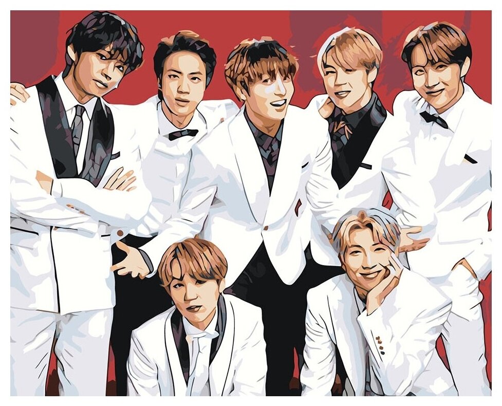 Картина по номерам «Корейская K-POP группа BTS 5», 40x50 см, Живопись по Номерам