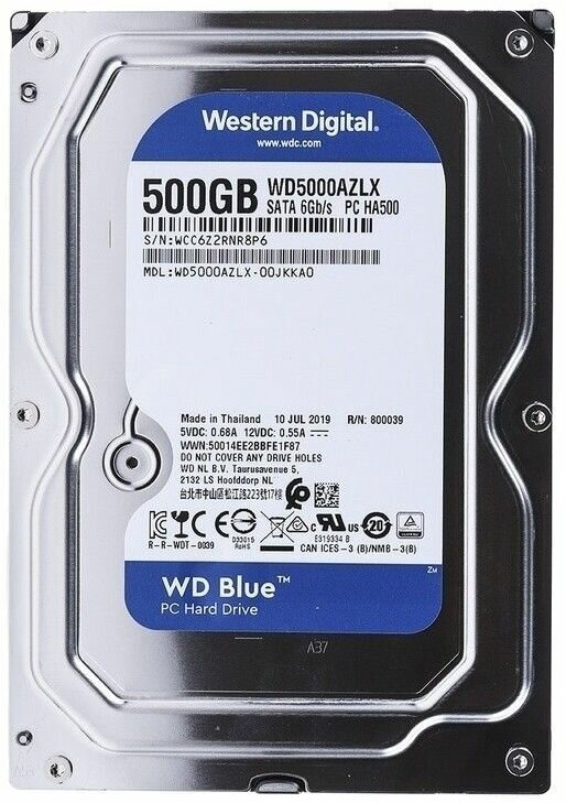 Внутренний жесткий диск Western Digital Blue WD5000AZLX 500 Гб