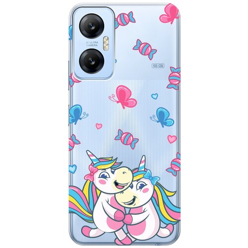 Силиконовый чехол с принтом Unicorns and Candies для Infinix Hot 20 5G / Инфиникс Хот 20 5Г матовый soft touch силиконовый чехол на infinix hot 20 5g инфиникс хот 20 5г с 3d принтом brain plus heart w черный