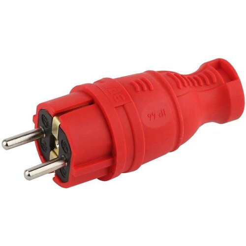 Вилка прямая V8-RED-IP44 16А IP44 з/з каучук красн. Эра Б0044547 каучуковая силовая розетка наружной установки прямая 3р т 16a 380v ip44 tplast