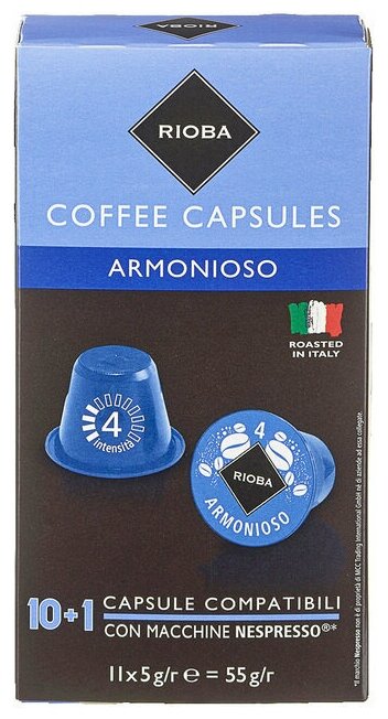 Кофе Rioba Espresso Armonioso в капсулах 10 упаковок 110 капсул - фотография № 2
