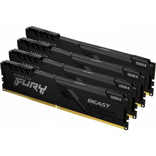 Оперативная память Kingston 64GB 3200MHz DDR4 CL16 DIMM Kit of 4 1Gx8 FURY Beast Black KF432C16BB1K464 2173000₽