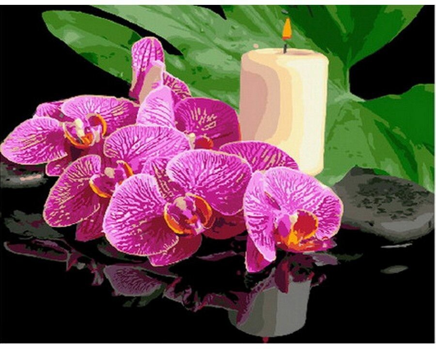 Картина по номерам АртТойс Орхидея и свеча 40х50 см