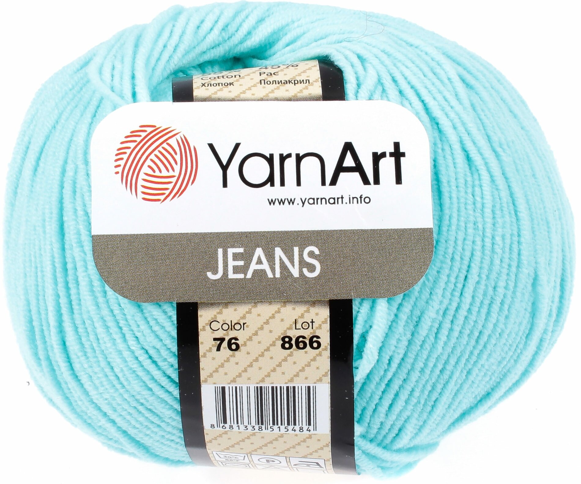Пряжа YarnArt Jeans Ярнарт джинс Айсберг (76) 2 мотка 50 г/160 м (45% акрил 55 хлопок)