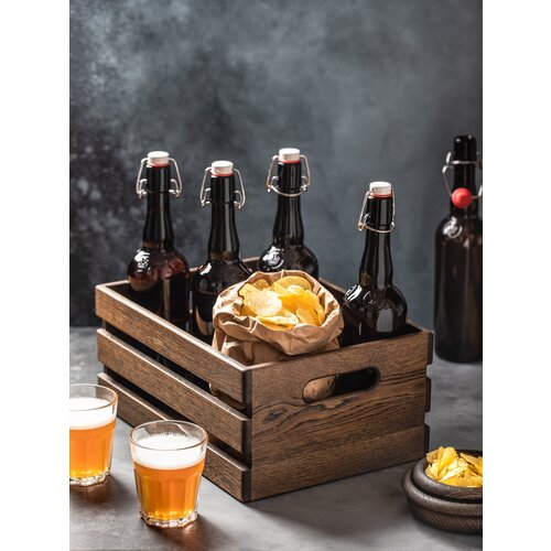 Ящик для хранения из темного дуба средний