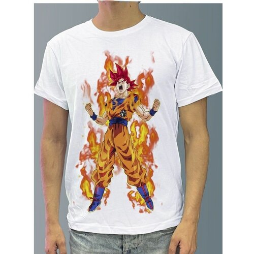 фото Футболка мужская белая из хлопка с dtf рисунком аниме драгонболл - 1102 будь на стиле
