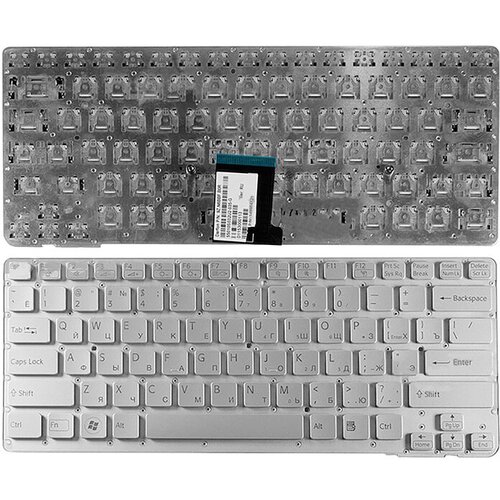 Клавиатура для ноутбука Sony Vaio VPC-CA, VPC-SA серебряная, без рамки клавиатура для ноутбука sony vaio vpc sb1s1e w серебристая c подсветкой без рамки