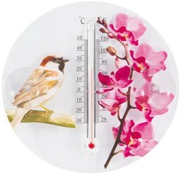 Термометр оконный "Цветы и птицы" (2 дизайна, микс) на присосках (-30/+50) 152 Park