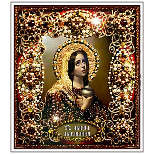 Образа в каменьях Набор для вышивания хрустальными бусинами Святая Мария Магдалина (77-И-09), разноцветный, 16.5 х 14.5 см