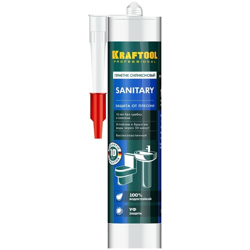 Герметик Kraftool SX105 Kraftsil Sanitary 300 мл. прозрачный 361.11 гр