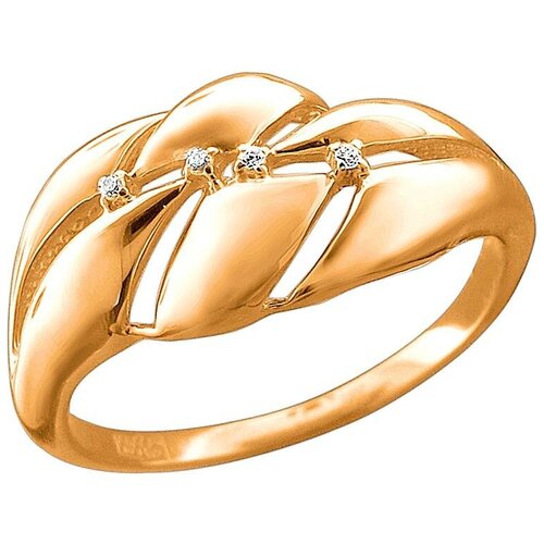 фото Эстет кольцо с 4 фианитами из красного золота 01к1113244, размер 18.5