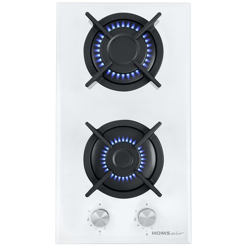 Газовая домино HOMSair Домино газовая 30см закаленное стекло чугунные решетки автоподжиг газ-контроль белая 783900₽