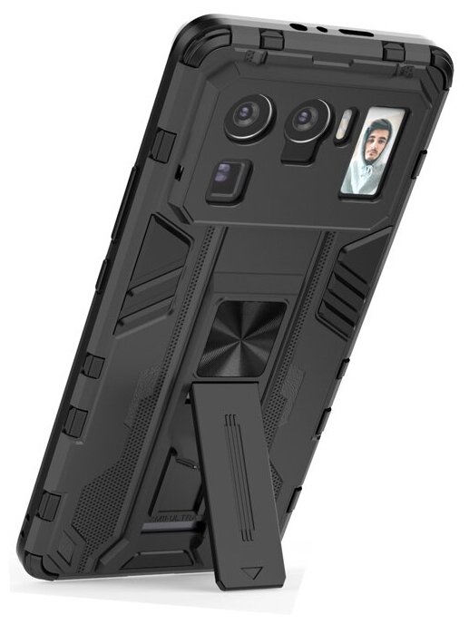 Противоударный чехол с подставкой Transformer для Xiaomi Mi 11 Ultra черный - фотография № 1