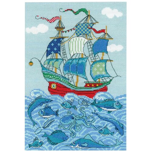 набор для вышивания крестом пиратский корабль 1511 21x30 см см Риолис Набор для вышивания Парусник Удача (1465), разноцветный, 30 х 21 см