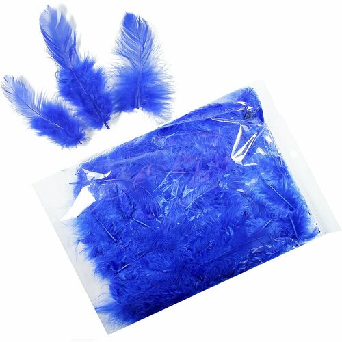 Перья декоративные для творчества, синие, 10 гр