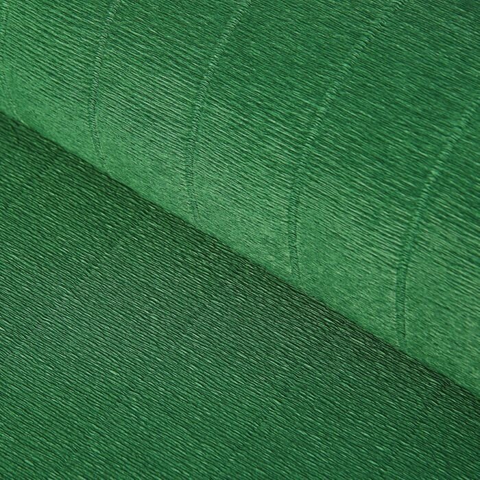 Бумага для упаковок и поделок, гофрированная, тeмно-зелeная, зеленая, однотонная, двусторонняя, рулон 1 шт, 0,5 х 2,5 м
