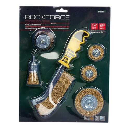 ROCKFORCE RF-BWS601 набор кордщеток rf bws601 дисковых латунных для дрели ручная 6пр 25 2штх38 50 75мм в блистере rockforce 1