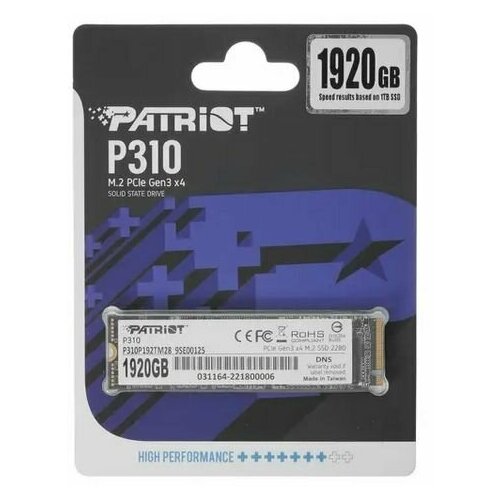 1920 ГБ SSD M2 накопитель Patriot P310 P310P192TM28 1470100₽